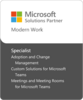 Logo Microsoft Solutions Partner in der Solution Area Modern Work mit drei weiteren Spezialisierungen