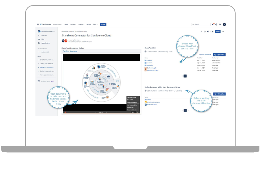 Instantly embed, share and edit SharePoint documents directly from Confluence.