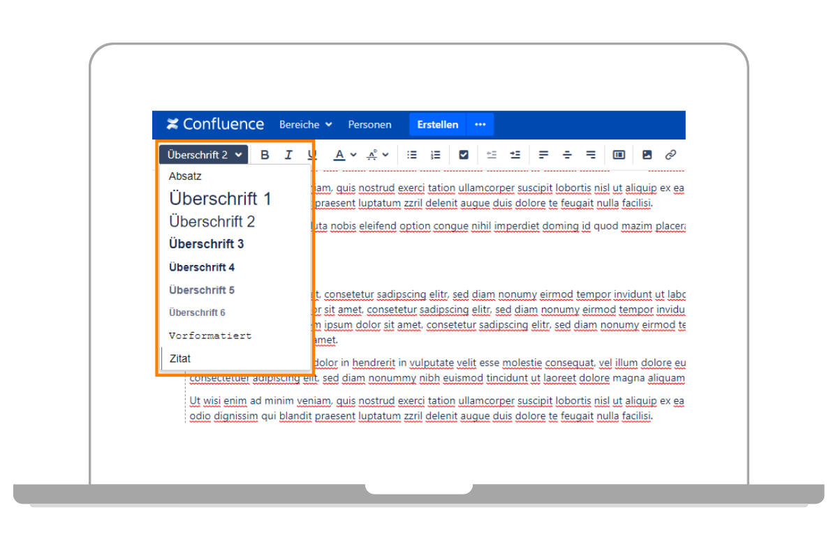 Textformate in Confluence