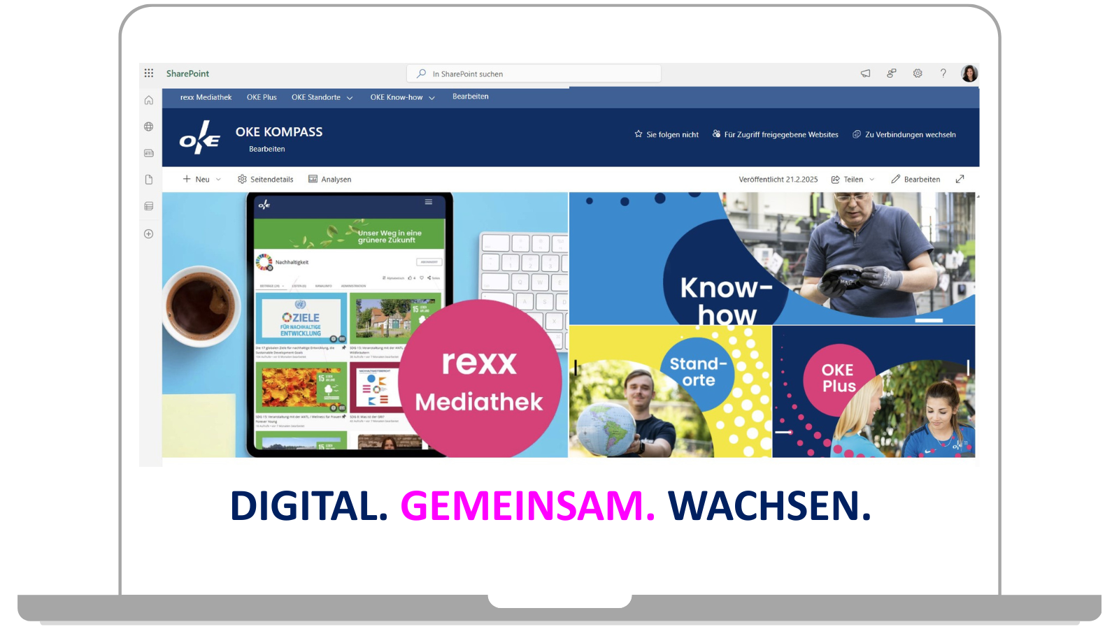 Un élément pour le travail hybride : l'intranet comme source unique de vérité - chez OKE sur la base de SharePoint Online Image : (C) OKE Group