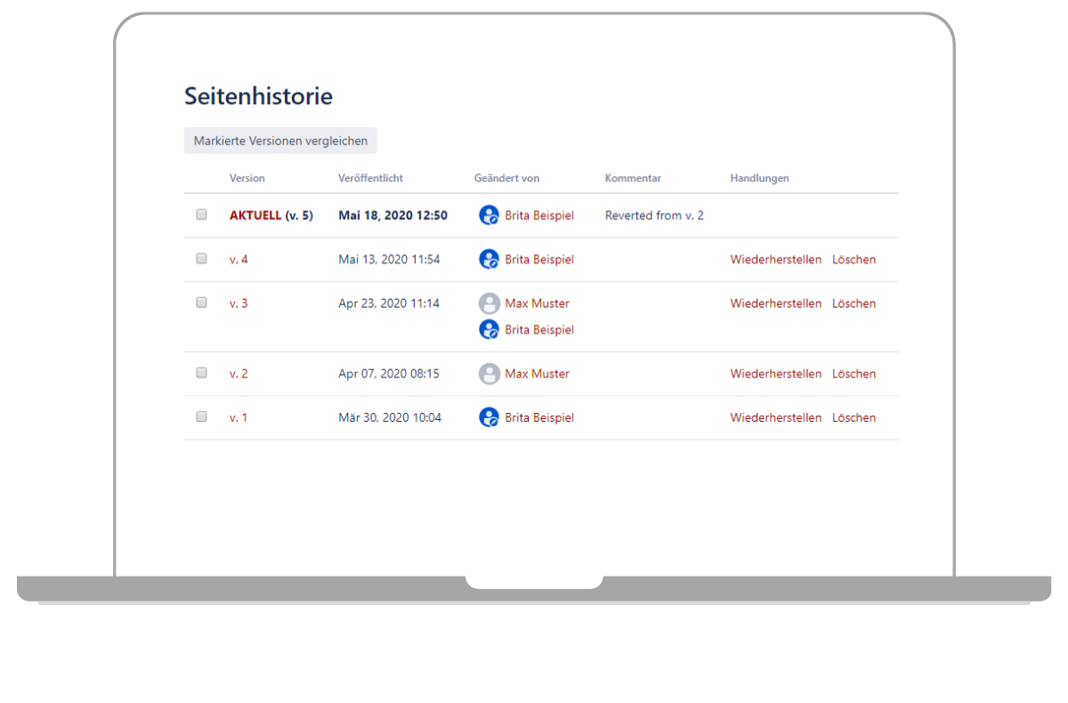 Integrated and automatic versioning of your documents with Confluence