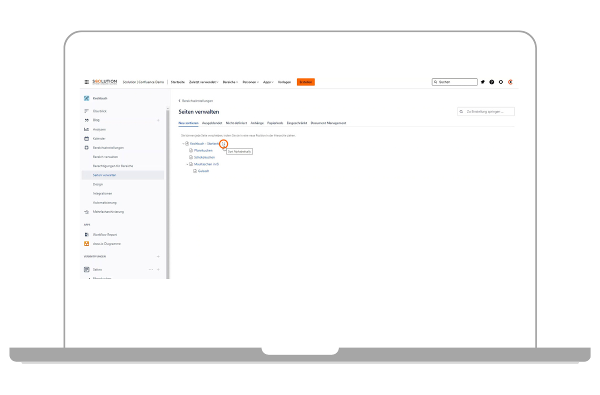 Trier les pages Confluence par ordre alphabétique