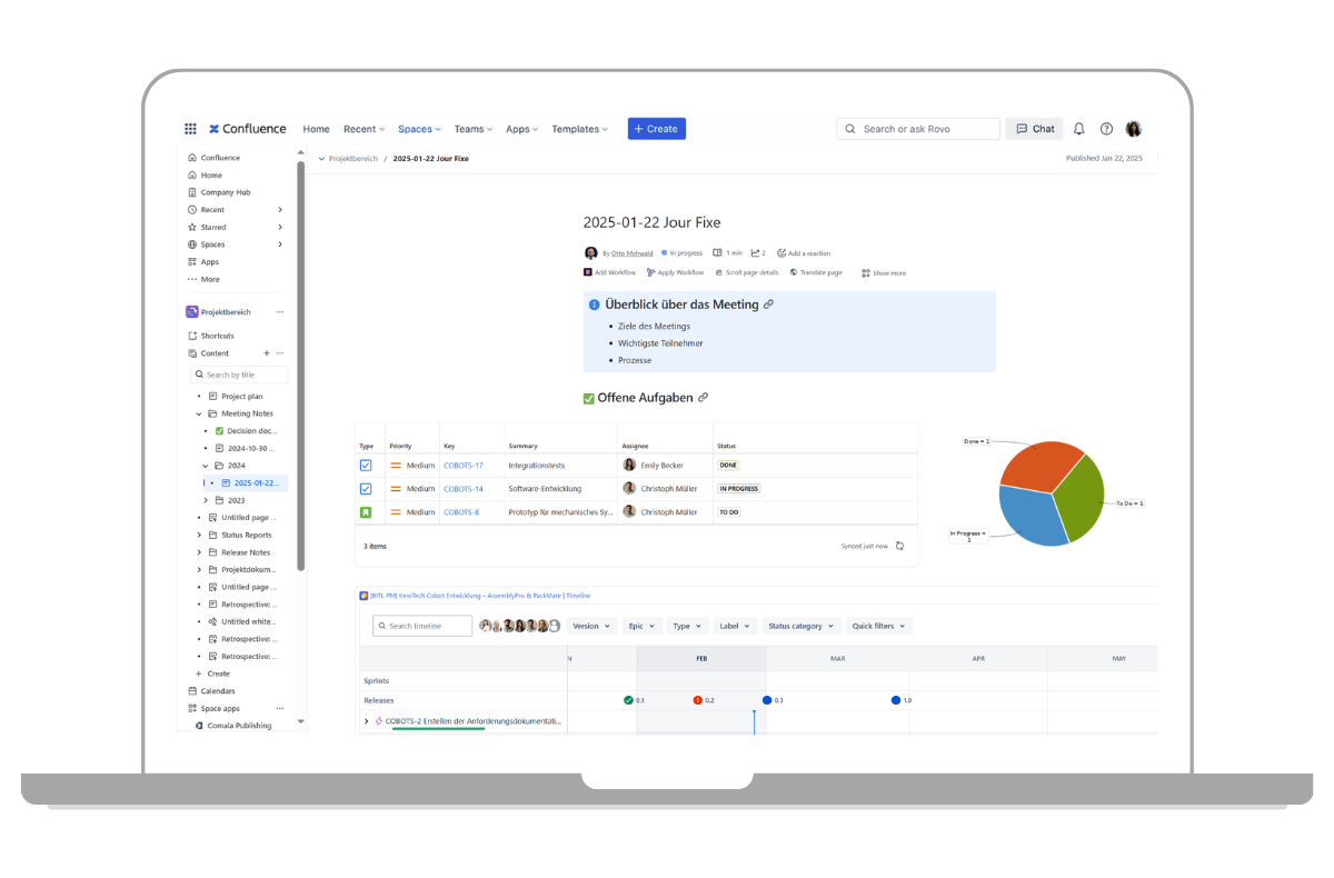 View of Confluence Cloud for project documentation