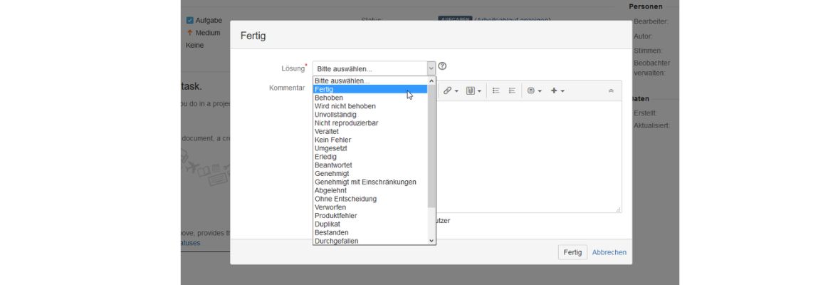 Atlassian JIRA : domaine de solutions – toutes les options