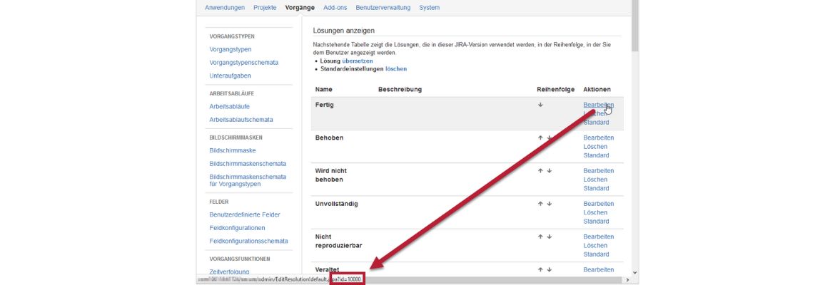 Atlassian JIRA : comment trouver l'ID du champ de solution des options